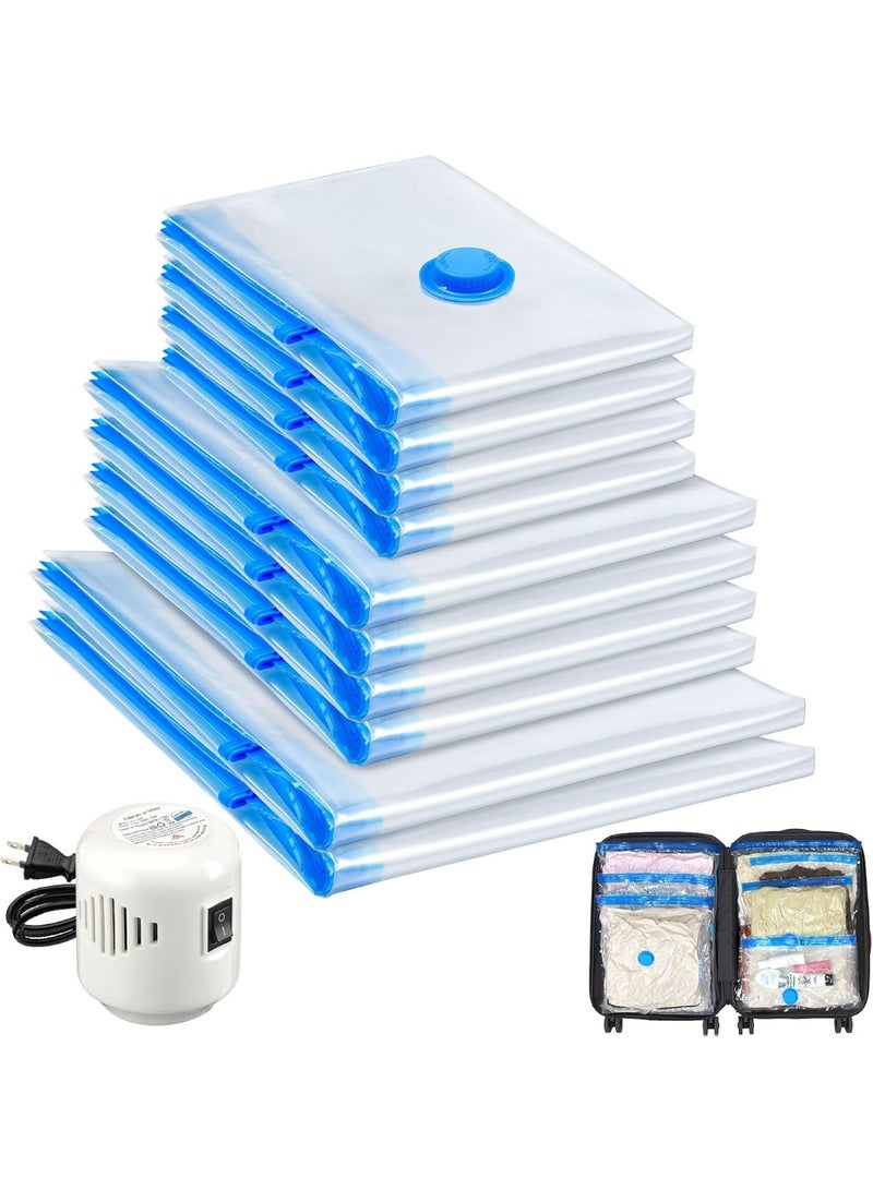 10 Pack Travel Vacuum Storage Bags With Electric Pump, Vacuum Seal Bags for Clothing, Vacuum Sealer Bags for Luggage, Travel Essentials - Image 1